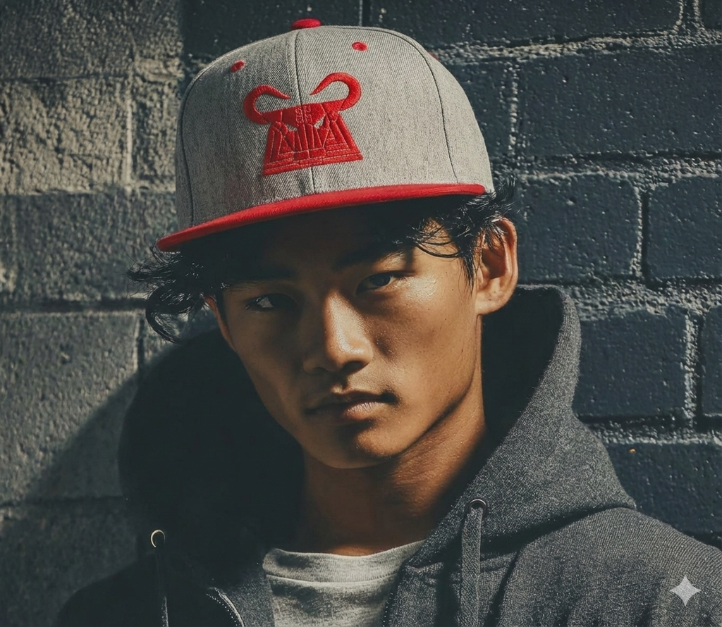 Hmong Strong Snapback Hat (Red/Gray)